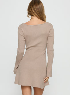Mariel Long Sleeve Knit Mini Dress Beige