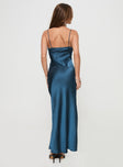 back view of model wearing Princess Polly Maguire Maxi Dress Navy Plunger 