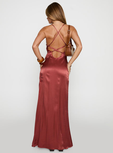 Princess Polly Women's Catch You Up Bead Detail Strappy Back Satin Gown - Red - Gowns Princess Polly Women's Catch You Up Bead Detail Strappy Back Satin Gown - Red - Gowns