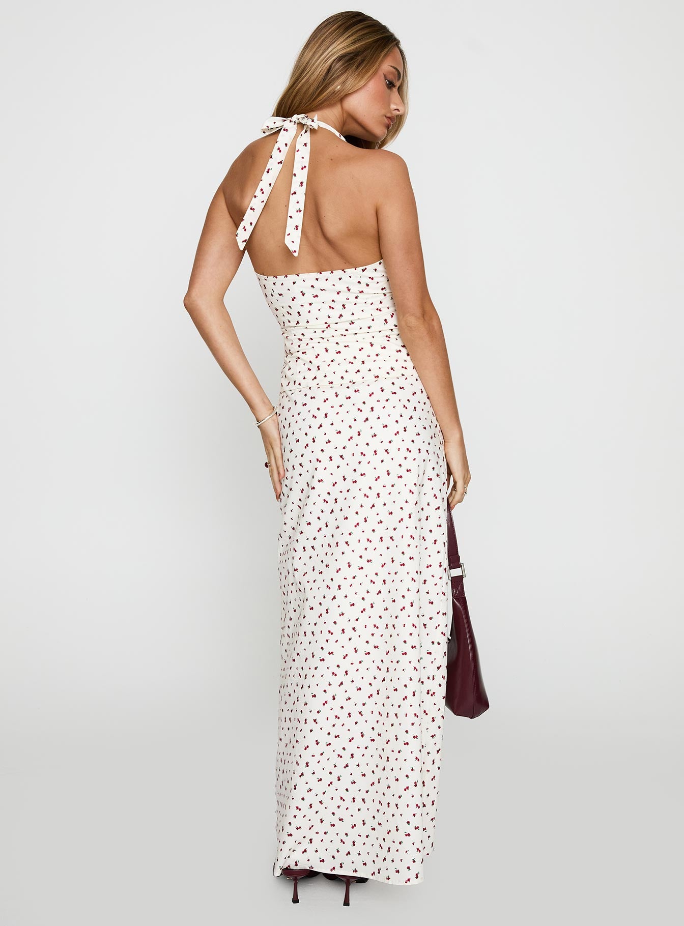 back view of model wearing Princess Polly On The Radio Maxi Skirt Multi Maxi 