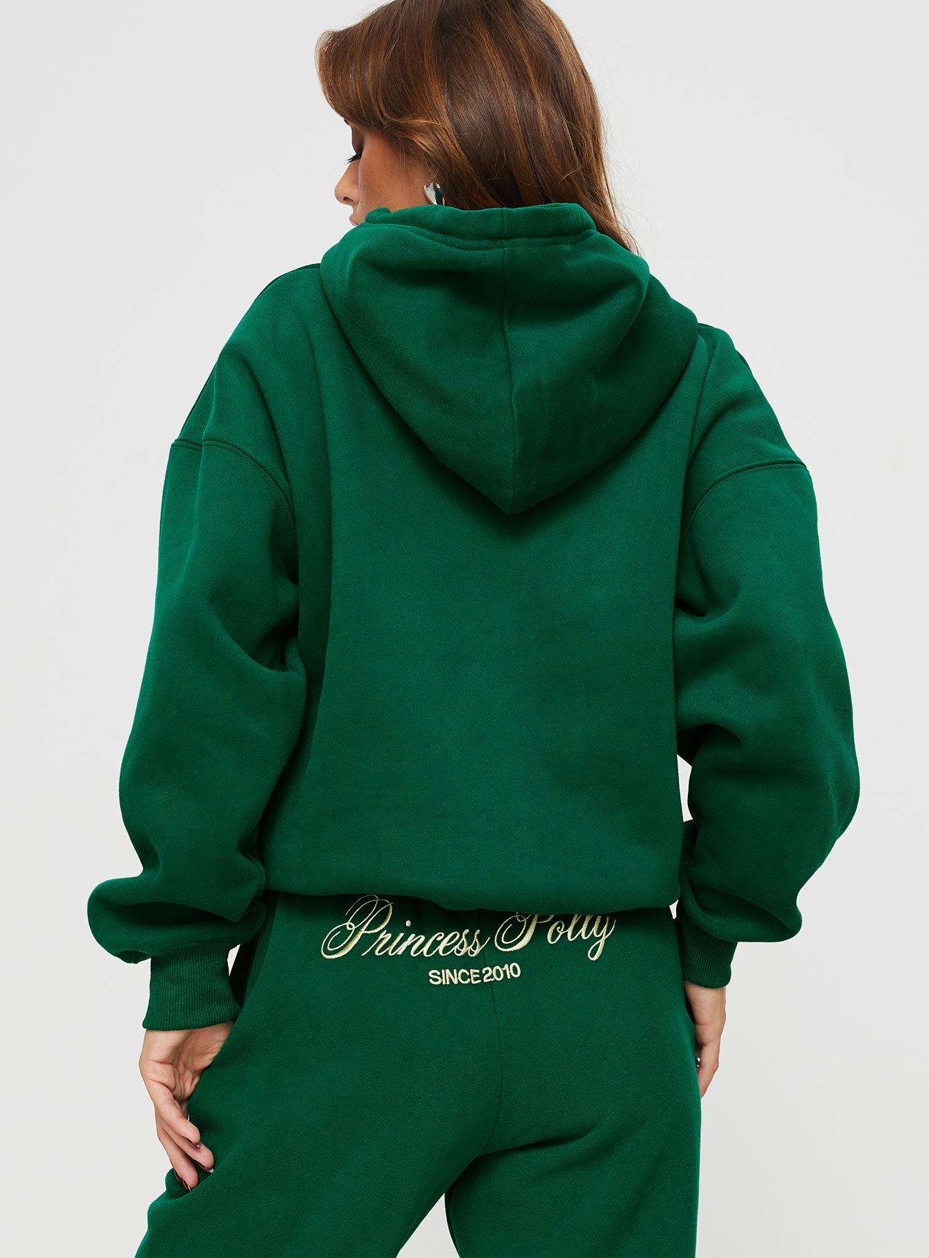 Princess Polly Hooded Sweatshirt Script Green / Ivory Princess Polly  regular 