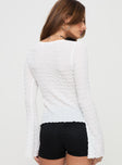 back view of model wearing Princess Polly Lucky Stars Knit Top Cream Full Sleeves Plunger 