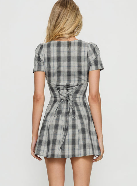 twist of fate v neck mini dress plaid Twist Of Fate V Neck Mini Dress Plaid