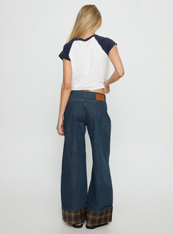 Nikoletta Foldover Jeans Dark Wash / Check Petite