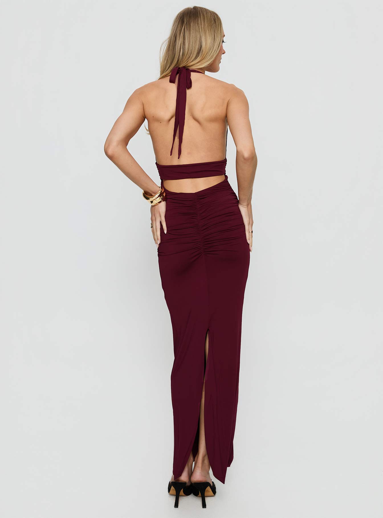 Best In Show Halter Hardware Maxi Dress Burgundy | Princess Polly Best In Show Halter Hardware Maxi Dress Burgundy | Princess Polly