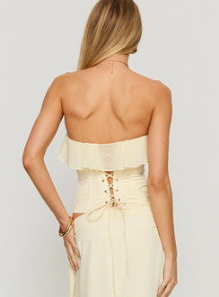 Holliann Strapless Frill Corset Top Butter