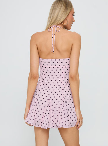 Delamere Mini Dress Pink / Black Polka