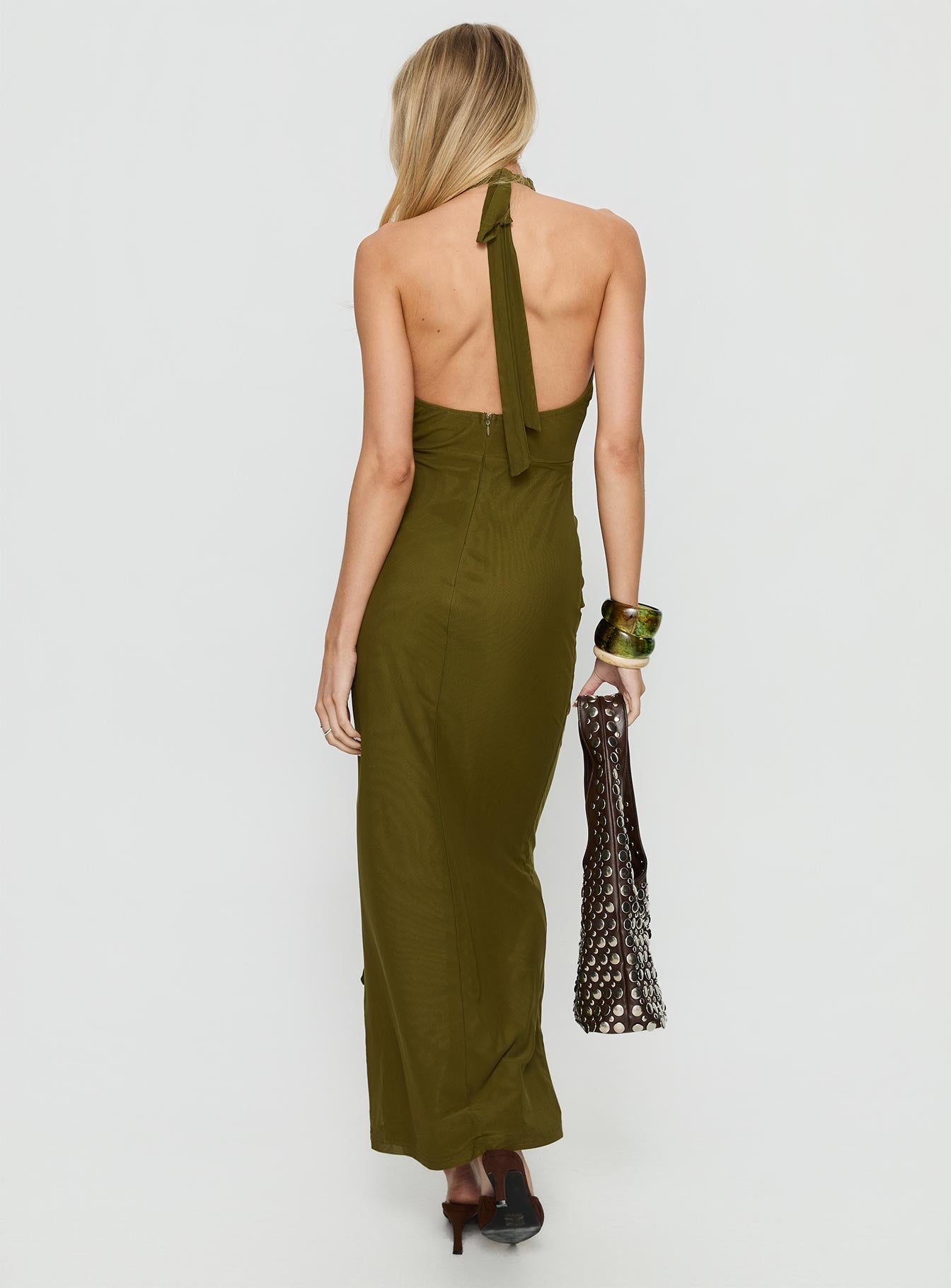Feliza Keyhole Halter Maxi Dress Olive | Princess Polly Feliza Keyhole Halter Maxi Dress Olive | Princess Polly