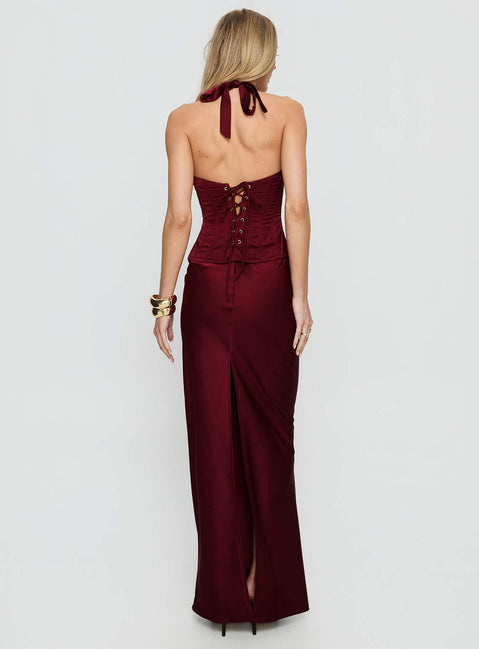 In A Trance Halter Corset Maxi Dress Red | Princess Polly In A Trance Halter Corset Maxi Dress Red | Princess Polly