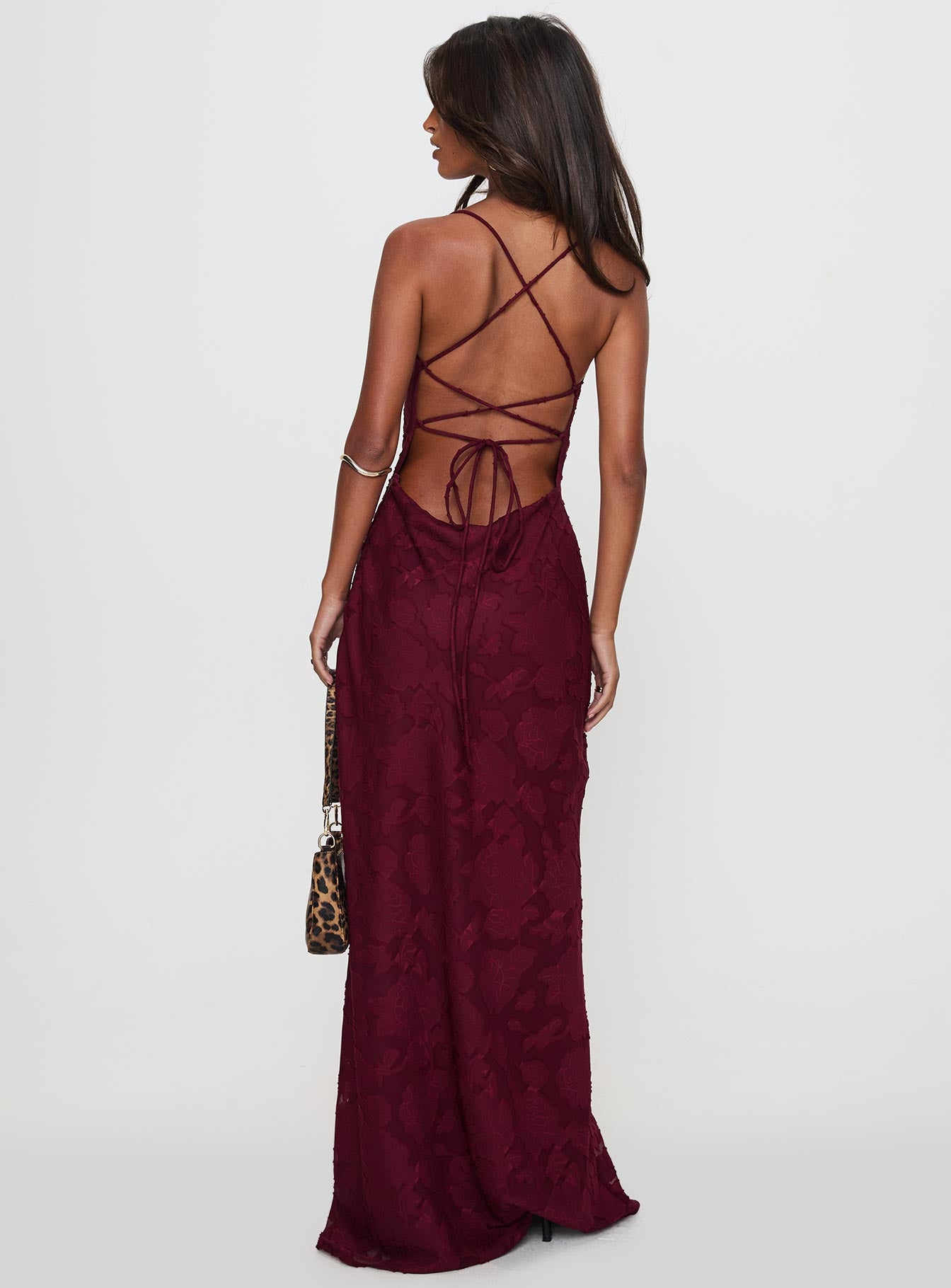 Celena Maxi Dress | Burgundy Burnout | Womens | Princess Polly Celena Maxi Dress | Burgundy Burnout | Womens | Princess Polly