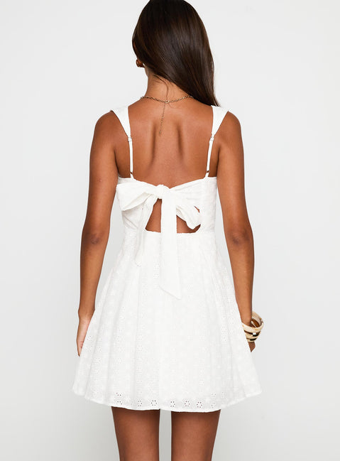 Xanthus Embroidered Mini Dress | White | Womens | Princess Polly Xanthus Embroidered Mini Dress | White | Womens | Princess Polly