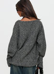 Beyond My Gaze V Neck Knit Sweater Grey