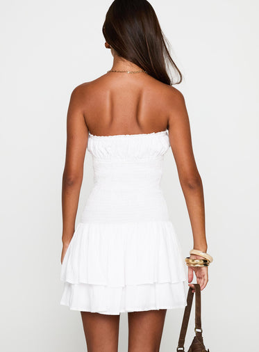 Delfie Strapless Mini Dress White