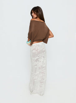 back view of model wearing Princess Polly Opresia Crochet Maxi Skirt White Maxi Skirts 