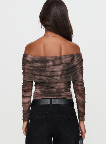 Good Taste Off Shoulder Long Sleeve Top Multi