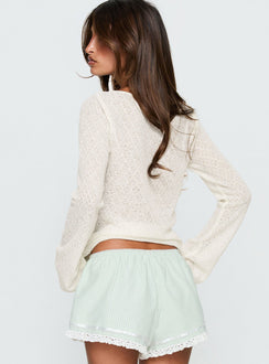 Tuppence Textured Long Sleeve Top Cream