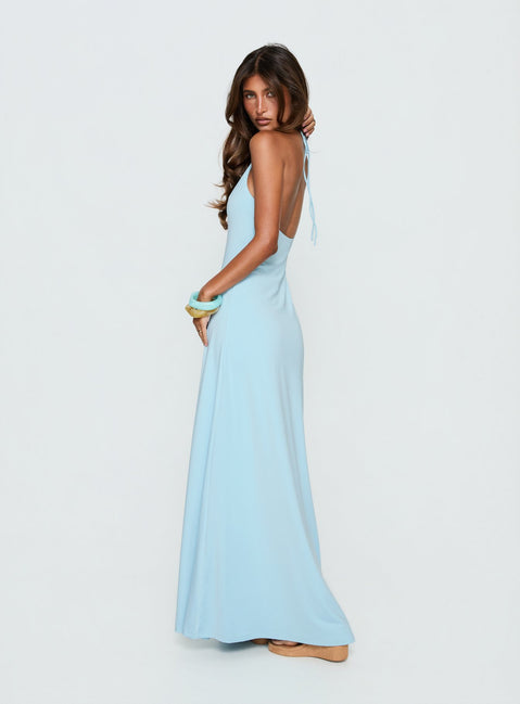 fitted lace wedding dress Palmas Halter Maxi Dress Baby Blue