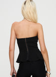 back view of model wearing Princess Polly Baudelaire Strapless Corset Black Sleeveless straight 