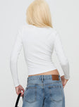 back view of model wearing Princess Polly Hopelessly Devoted Top White Full Sleeves Crew Neck 