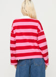 back view of model wearing Princess Polly Felivand Collared Sweater Pink / Red 