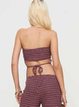 back view of model wearing Princess Polly Televize Strapless Top Brown / Pink Sleeveless straight 