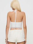 back view of model wearing Princess Polly Isolene Top White Sleeveless Crew Neck 