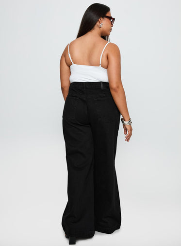 Goldie High Rise Wide Leg Jeans True Black Curve