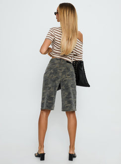 Tag Longline Denim Jorts Washed Camo