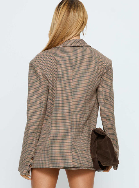 Deane Blazer Brown Check | Princess Polly Deane Blazer Brown Check | Princess Polly