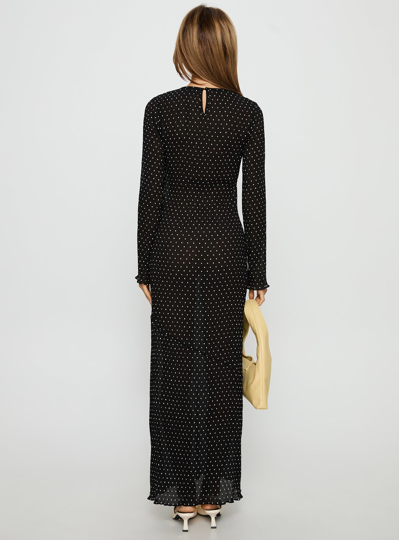 Haven Long Sleeve Maxi Dress Noir Polka