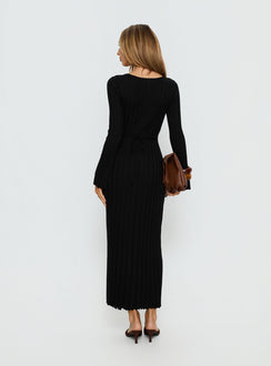 Gratuita Long Sleeve Rib Maxi Dress Black