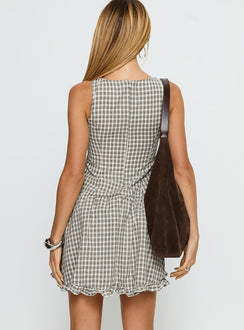 Isidra Drop Waist Playsuit Grey Check