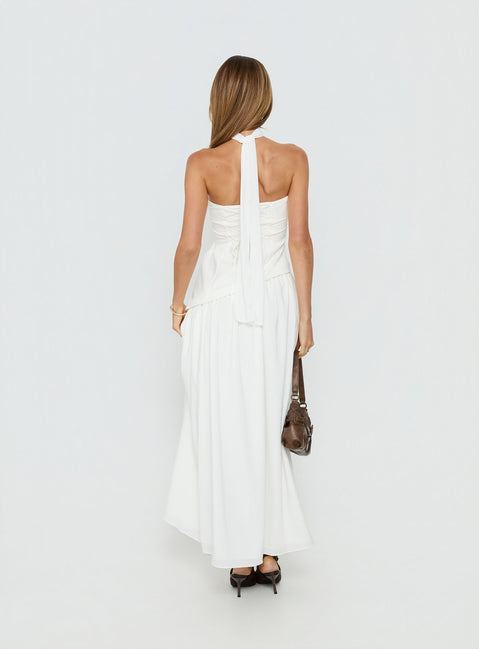 Odela Strapless Drop Waist Maxi Dress White