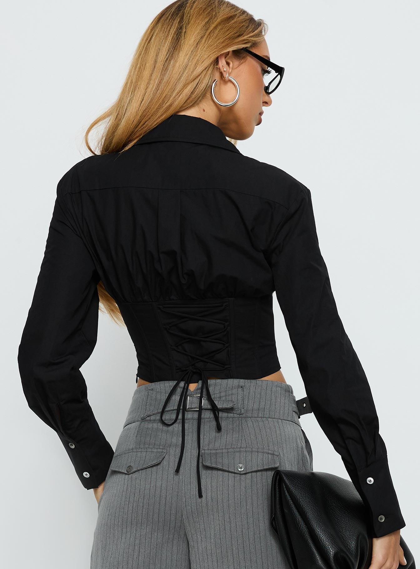 Darvell Corset Shirt Black | Princess Polly