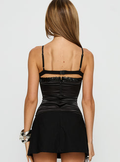 Myrah Layered Sequin Top Black