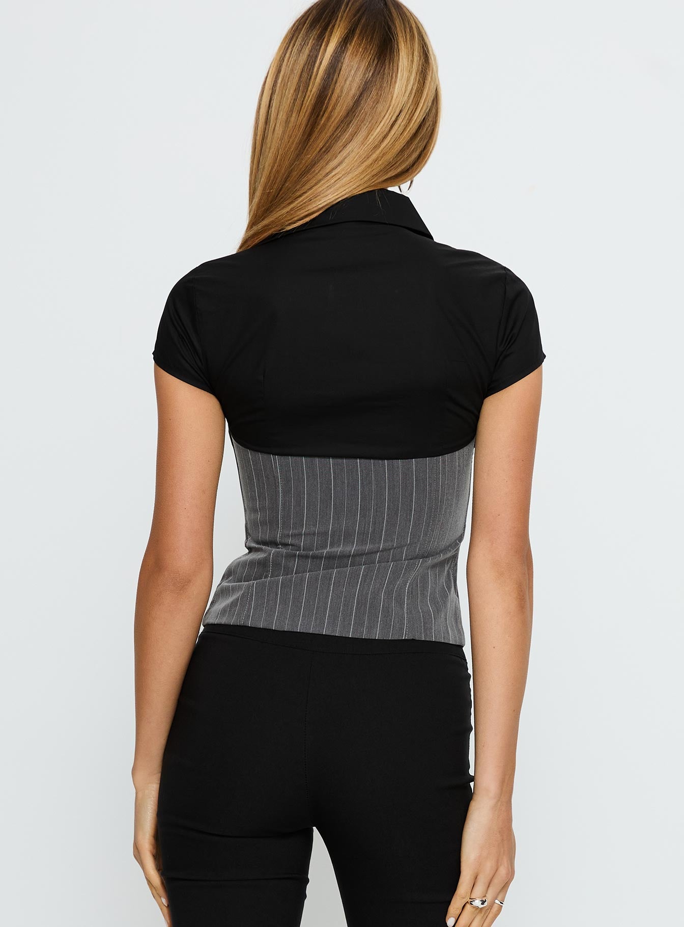 Ace Of Hearts Corset Top Black / Grey | Princess Polly