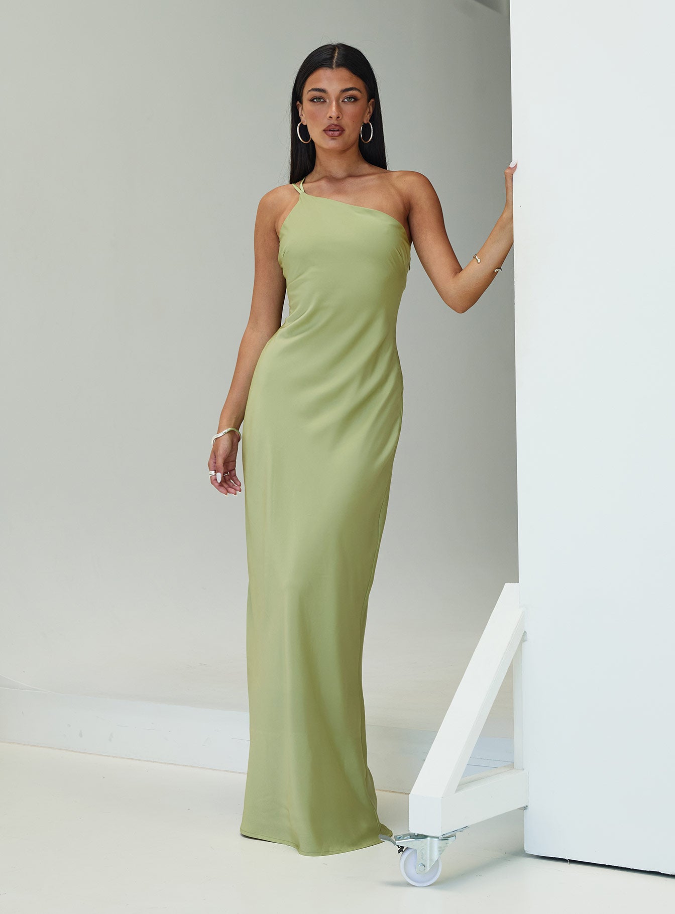 Nehemiah One Shoulder Maxi Dress Green Nehemiah One Shoulder Maxi Dress Green