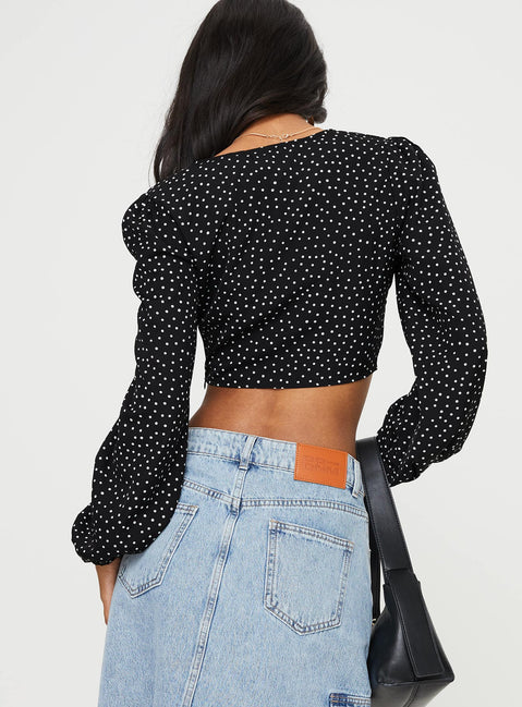 product Princess Polly Half Sleeves Square Neck  Aldon Long Sleeve Top Black