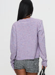 back view of model wearing Princess Polly Denmark Cardigan Lilac Cropped 