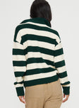 Neena Quarter Zip Sweater Green / Cream Princess Polly  regular 