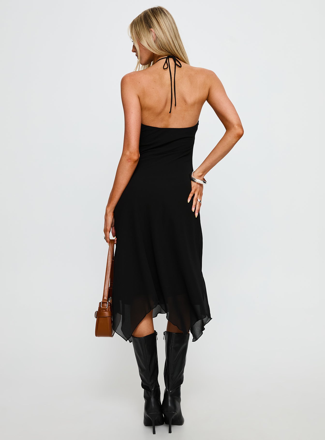 Naila Halter Lace Trim Maxi Dress Black | Princess Polly Naila Halter Lace Trim Maxi Dress Black | Princess Polly