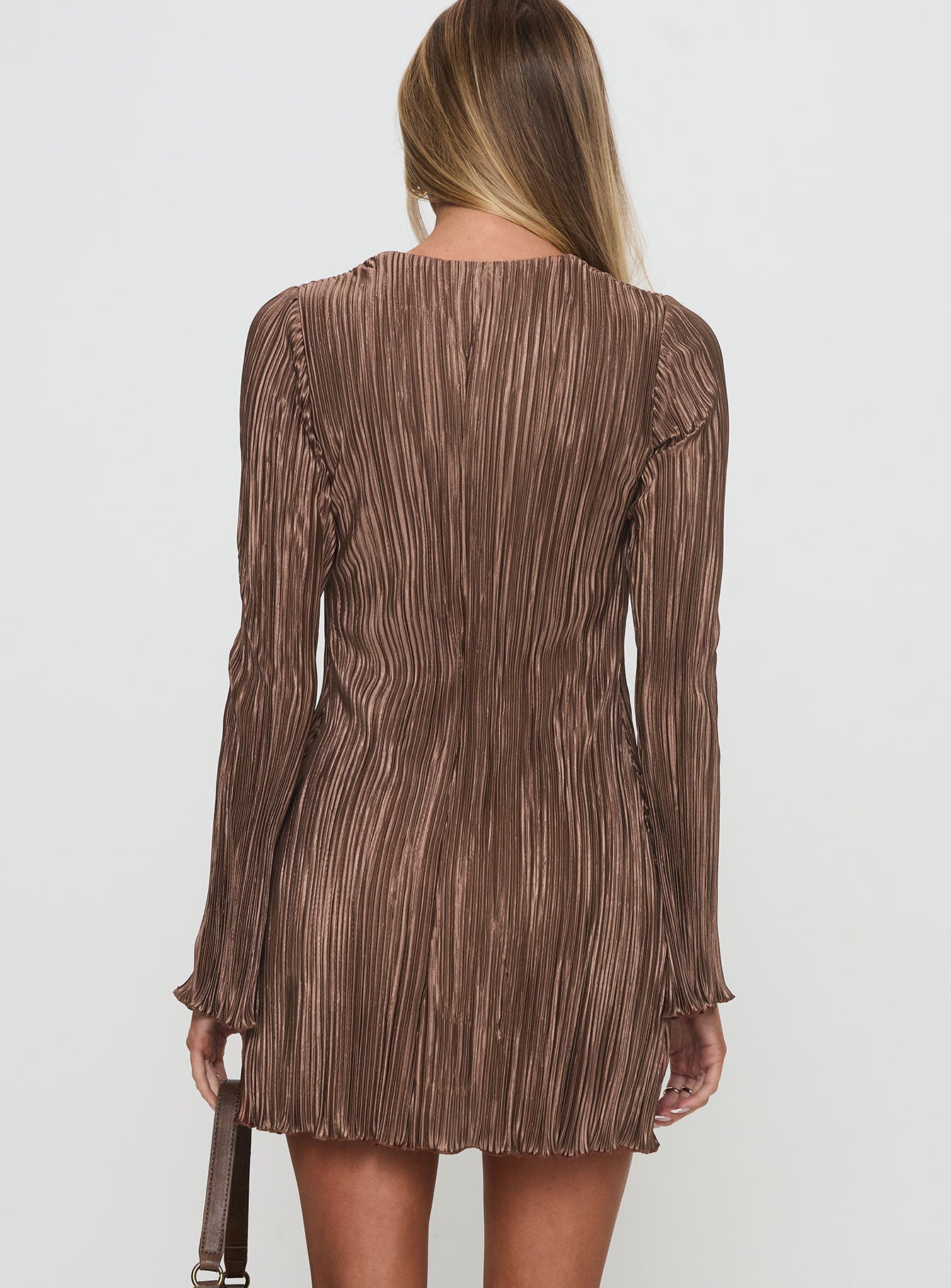 Malop Long Sleeve Mini Dress Chocolate | Princess Polly