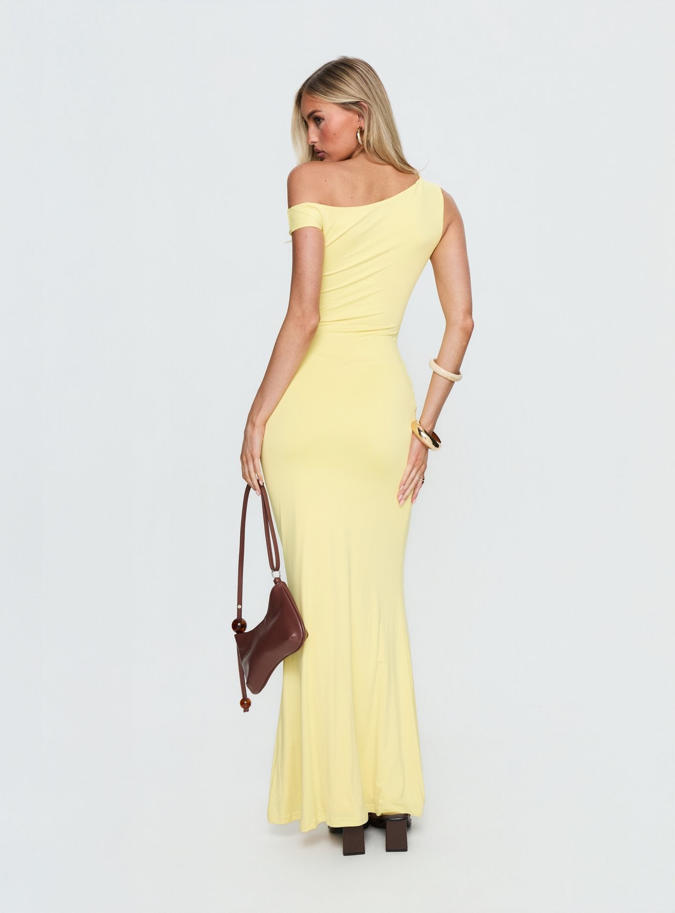 Get Lucky Drape One Shoulder Maxi Dress | Lemon Yellow | Womens | Princess Polly Lower Impact Get Lucky Drape One Shoulder Maxi Dress | Lemon Yellow | Womens | Princess Polly Lower Impact