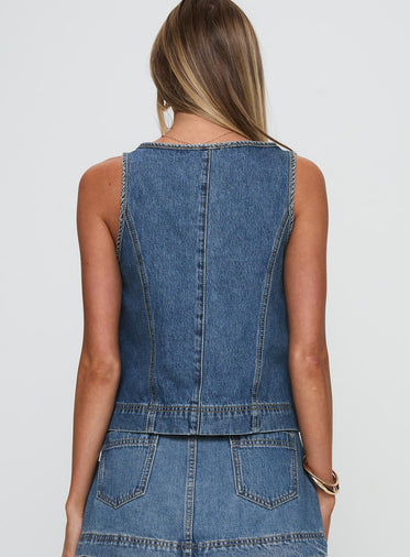 Stefenie Denim Tie Top Mid Wash