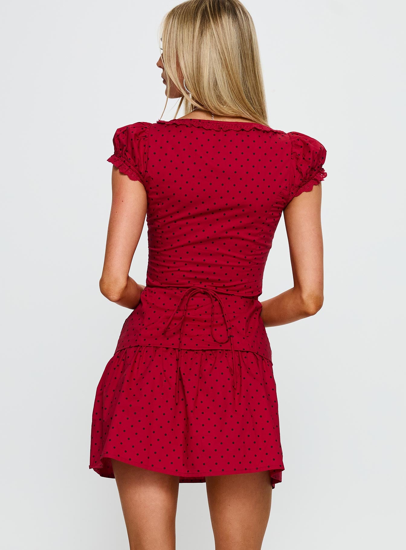 princess polly red polka dot dress Nellie Mini Dress Red Polka Dot