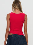 Coretta Ruched Asymmetrical Top Red