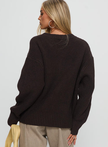 Lexene Zip Through Jumper Chocolate