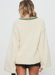 back view of model wearing Princess Polly Old Sport Knit Sweater Multi Long 