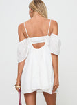 back view of model wearing Princess Polly Cene Mini Dress White Sweetheart Neckline 