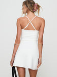 back view of model wearing Princess Polly Martinet Mini Dress White Square Neck 